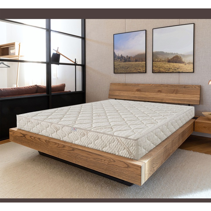 Saltea Ortopedica Sleep Evolution Bio Bumbac Pocket 4+20+4+2, 120x200x30, arcuri Pocket, husa matlasata cu spuma memory, fermitate medie