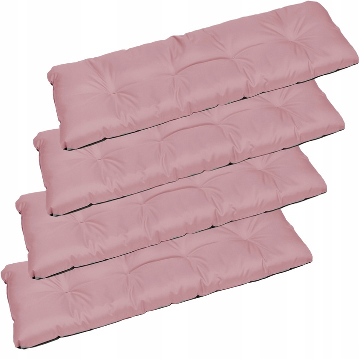 Set Perne scaun terasa, gradina, 4 piese, 120x38 cm, exterior, impermeabila, pentru banca, balansoar, paleti, roz pudra, Superkissen24