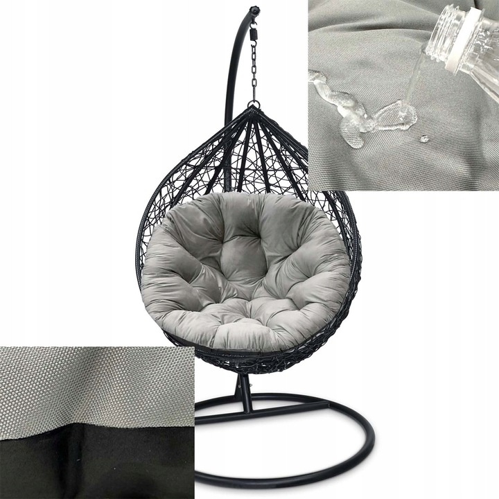 Perna leagan suspendat, cuib, 130 cm, exterior, impermeabila, pentru terasa, gradina, Gri, Superkissen24