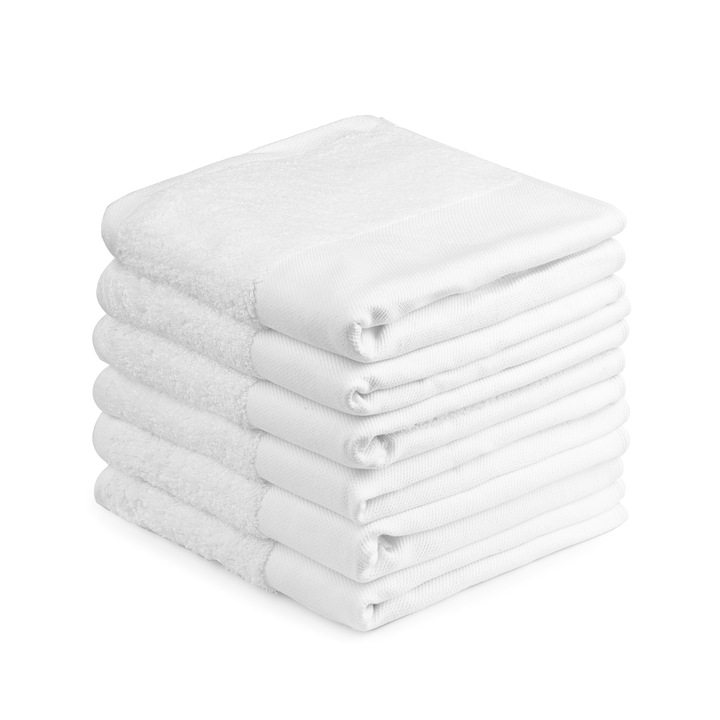 Set 6 prosoape Hotel Supplier, 50x90 cm, bumbac 100%, 700 GSM, Alb