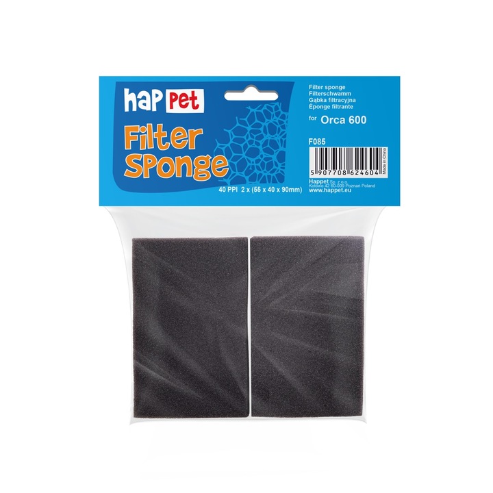 2 db Akváriumi szűrő készlet, Happet, ORCA 600-hoz, fekete