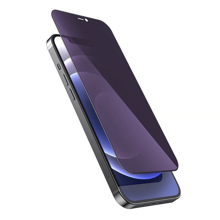 ADATVÉDELMI Anti-Blueray felső fólia Apple iPhone 14 \ 13 \ 13 Pro készülékhez, Crystal Anti-Spy Secure Glass, Slim Fit, Teljes védelem 9H, Anti-Blue Light, Full Glue, Optim Solution Premium Tech