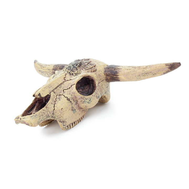 Akvárium dekor, Happet, Bivalyfej, Poliészter, Bézs/Barna, 12x9x4 cm