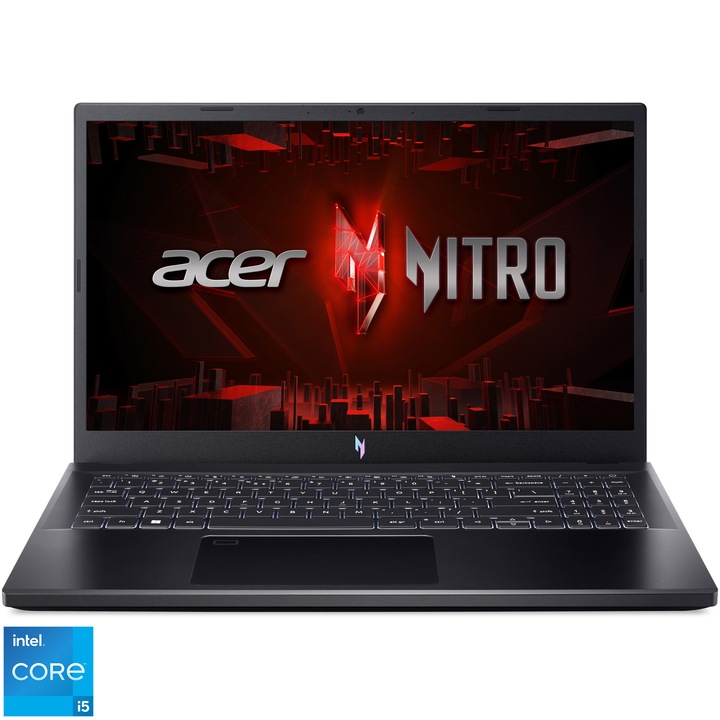 Acer Nitro V 15 ANV15-51-5436 Gaming laptop Intel® Core® i5-13420H processzorral max. 4.6 GHz, 15.6", Full HD, IPS, 144Hz, 16GB DDR5, 512GB SSD, NVIDIA® GeForce RTX™ 4050 6GB GDDR6, No OS, Nemzetközi angol billentyűzet, Fekete