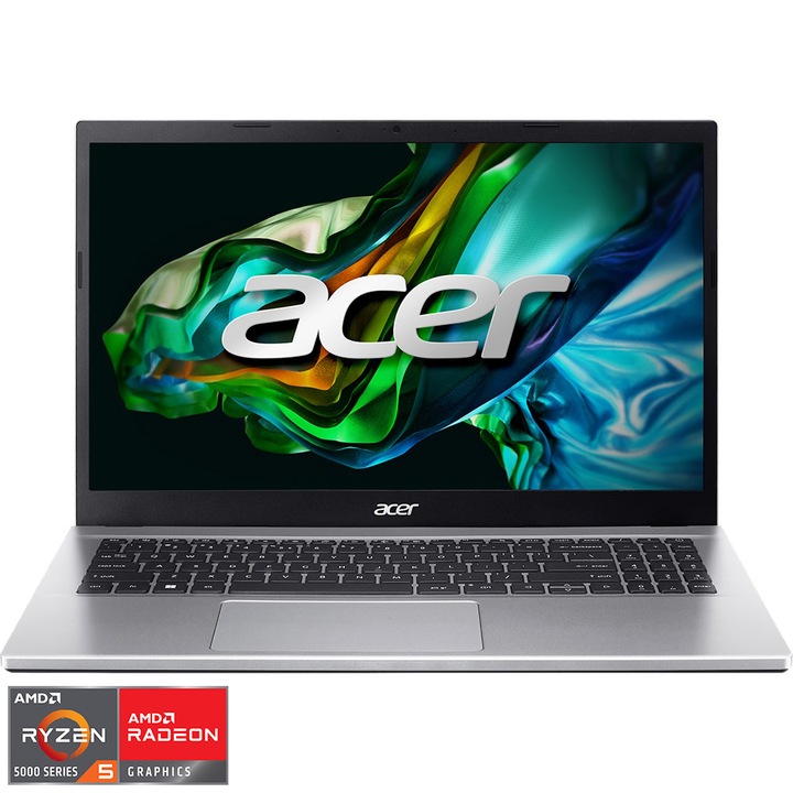 Лаптоп Acer Aspire 3 A315-44P-R48T, AMD Ryzen™ 5 5500U, 15.6", Full HD, IPS,16GB, 512GB SSD, AMD Radeon™ Graphics, No OS, Pure Silver