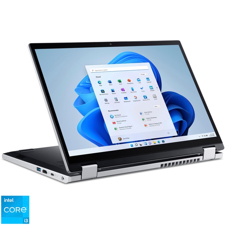 Лаптоп Acer Aspire 3 Spin A3SP14-31PT, Intel® Core™ i3-N305, 14", WUXGA, IPS, 8GB, 512GB SSD, Intel® UHD Graphics, Windows 11 Home, Pure Silver