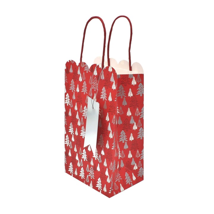 Коледна подаръчна торбичка SDE P RED TREES, 12,5 x 20 x 9 см