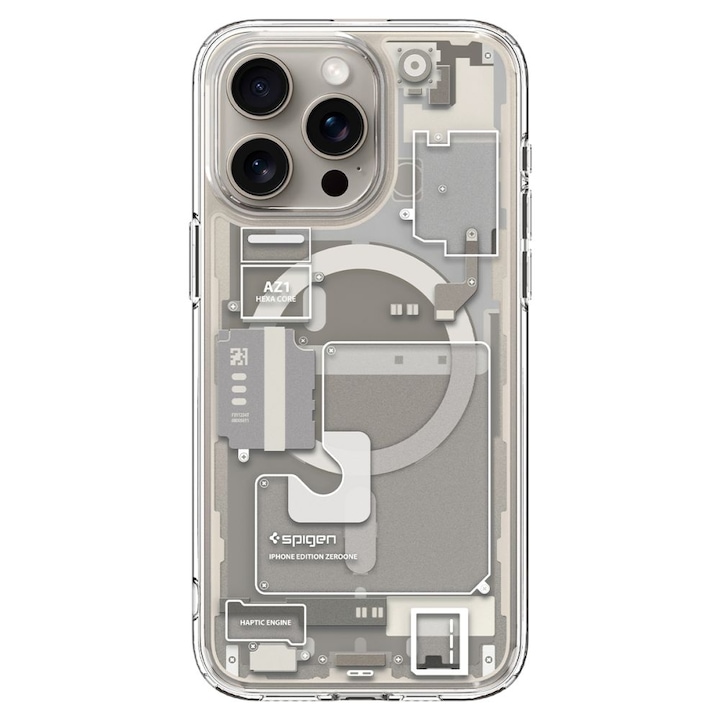 Калъф Spigen Ultra Hybrid MagSafe, съвместим с iPhone 15 Pro Zero One Natural Titanium