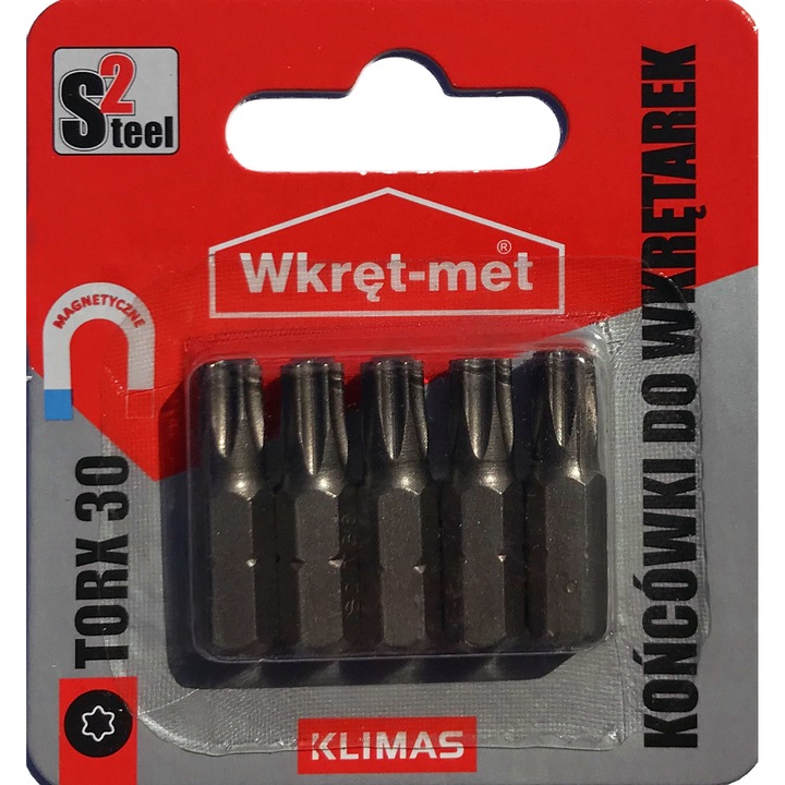 Set 5 Capete pentru Surubelnite Biti, Klimas Wkret-Met, TORX TX 30