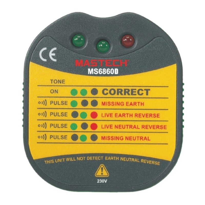 Бърз тестер за контакт MS6860D, MASTECH, фаза, нула - eMAG.bg