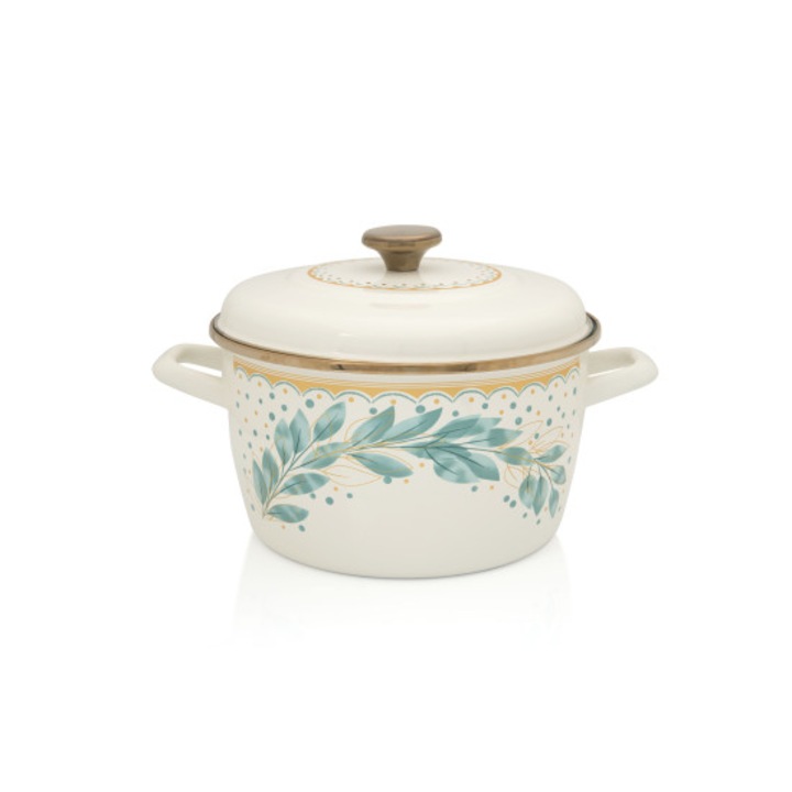 Oala 6l cu capac Green Line Metalac email/24cm/6l