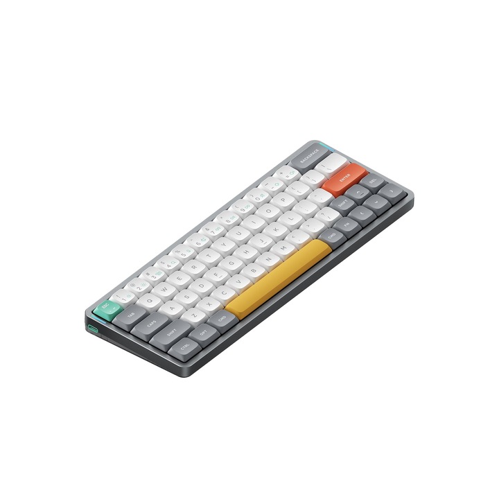 Безжична механична клавиатура Slim Nuphy Air60 V2, Gateron Red, Сив