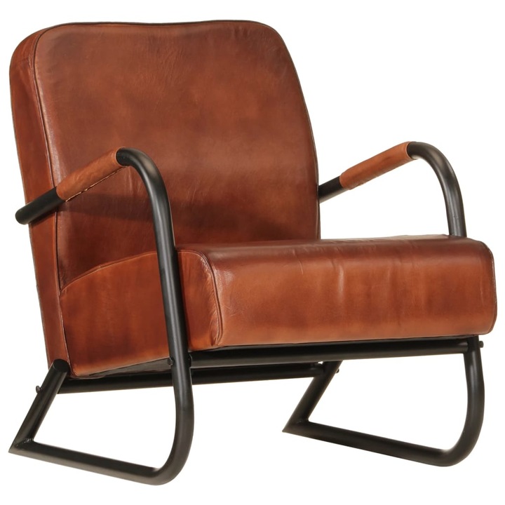 VidaXL barna valódi bőr fotel, 60 x 70 x 79 cm, 15.45 kg