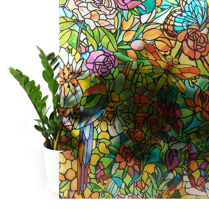 Folie autoadeziva pentru usi de sticla, 45 x 200 cm, DecoMeister®, Model Tulia, I035-045R0200