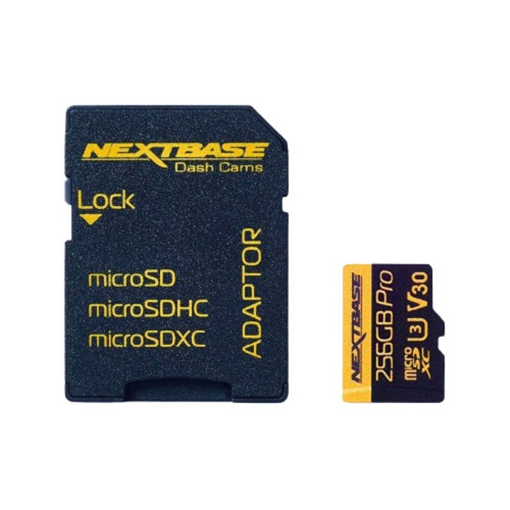 Card micro SD Nextbase 256GB cu adaptor, clasa de viteza U3, 70 MB/s