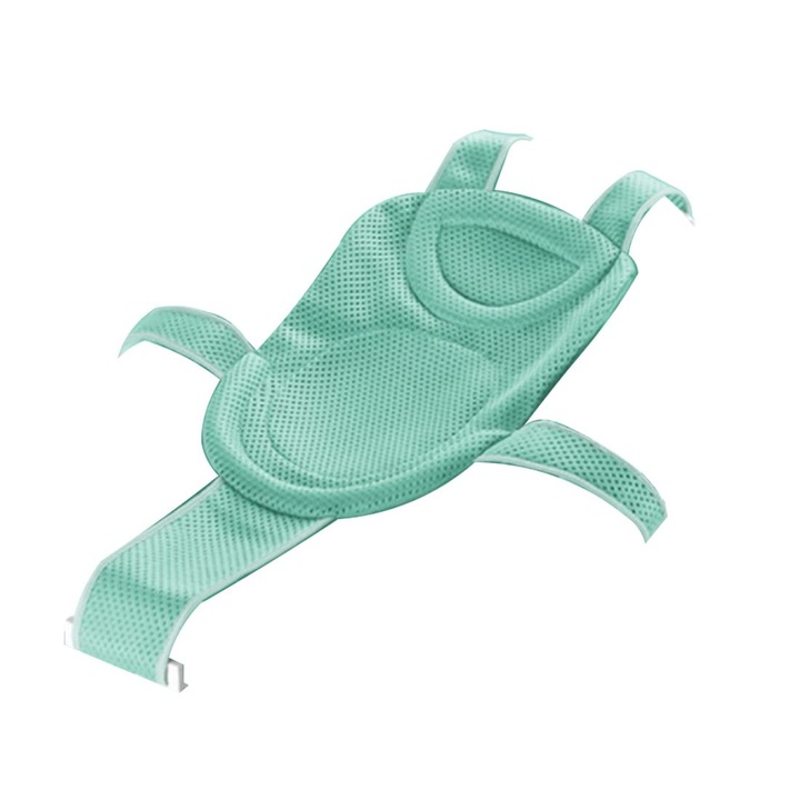 Мрежеста опора за хамак за вана, JENUOS, 0-18 месеца, полиестер, прикрепяща се към ваната, син