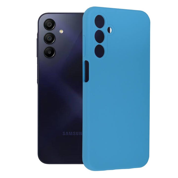 Защитен калъф за телефон Soft Edge Silicone, мек силикон, вътрешност от микрофибър, анти-пръстови отпечатъци, съвместим с Samsung Galaxy A15 4G / A15 5G, син