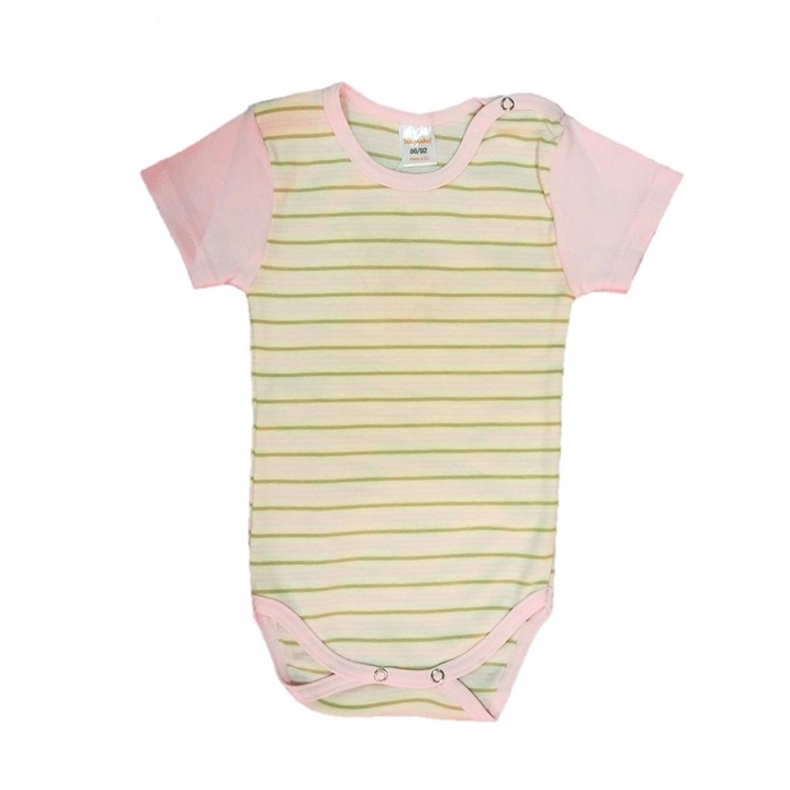 Body maneca scurta cu dungi roz 86/92
