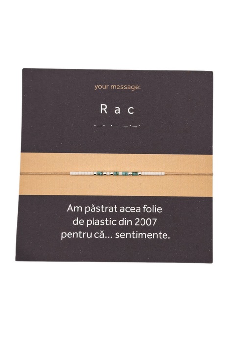 Bratara cod Morse "Rac", reglabila, unisex, margele Miyuki si de Argint, snur matase