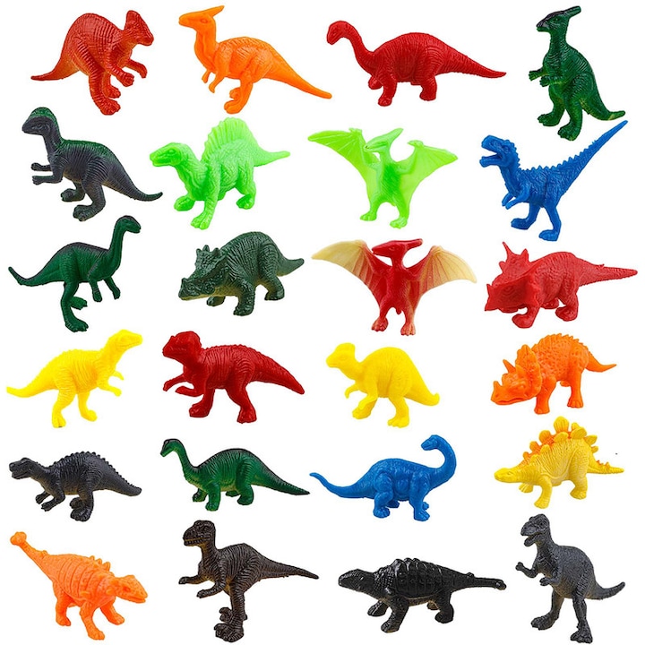 Комплект от 24 играчки за деца, JESWO, модел на динозавър, PVC, многоцветен