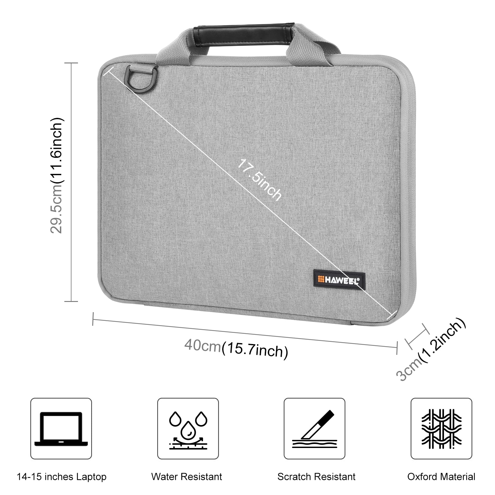 Geanta pentru laptop 15-16 inch, gri, eR D L