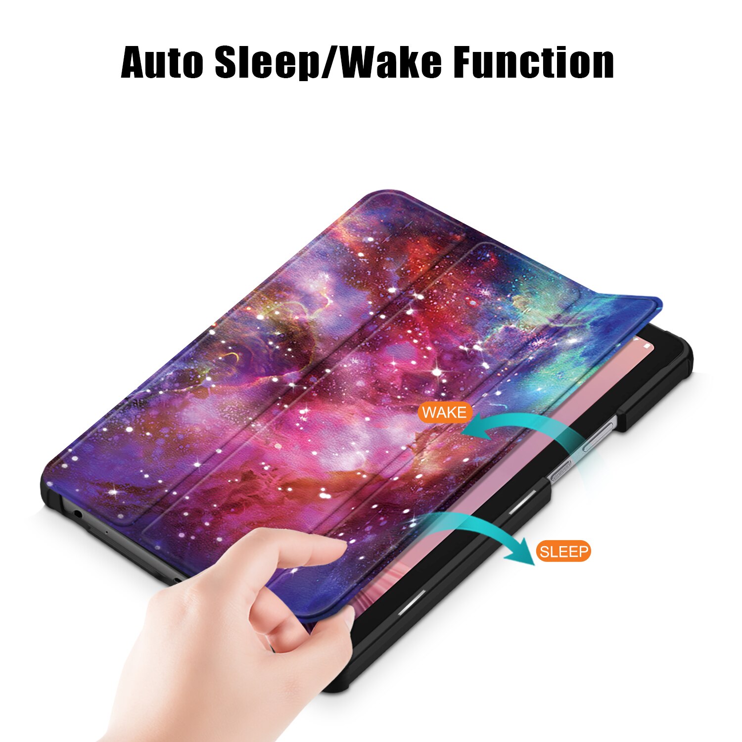 Husa protectie tableta, HUEIROY, Piele ecologica/Microfibra/Policarbonat, Pentru Lenovo Tab M9, Multicolor