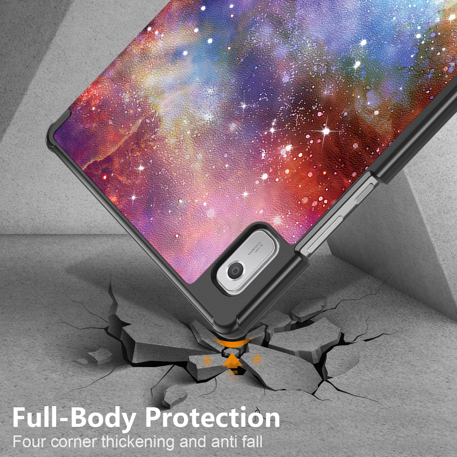 Husa protectie tableta, HUEIROY, Piele ecologica/Microfibra/Policarbonat, Pentru Lenovo Tab M9, Multicolor