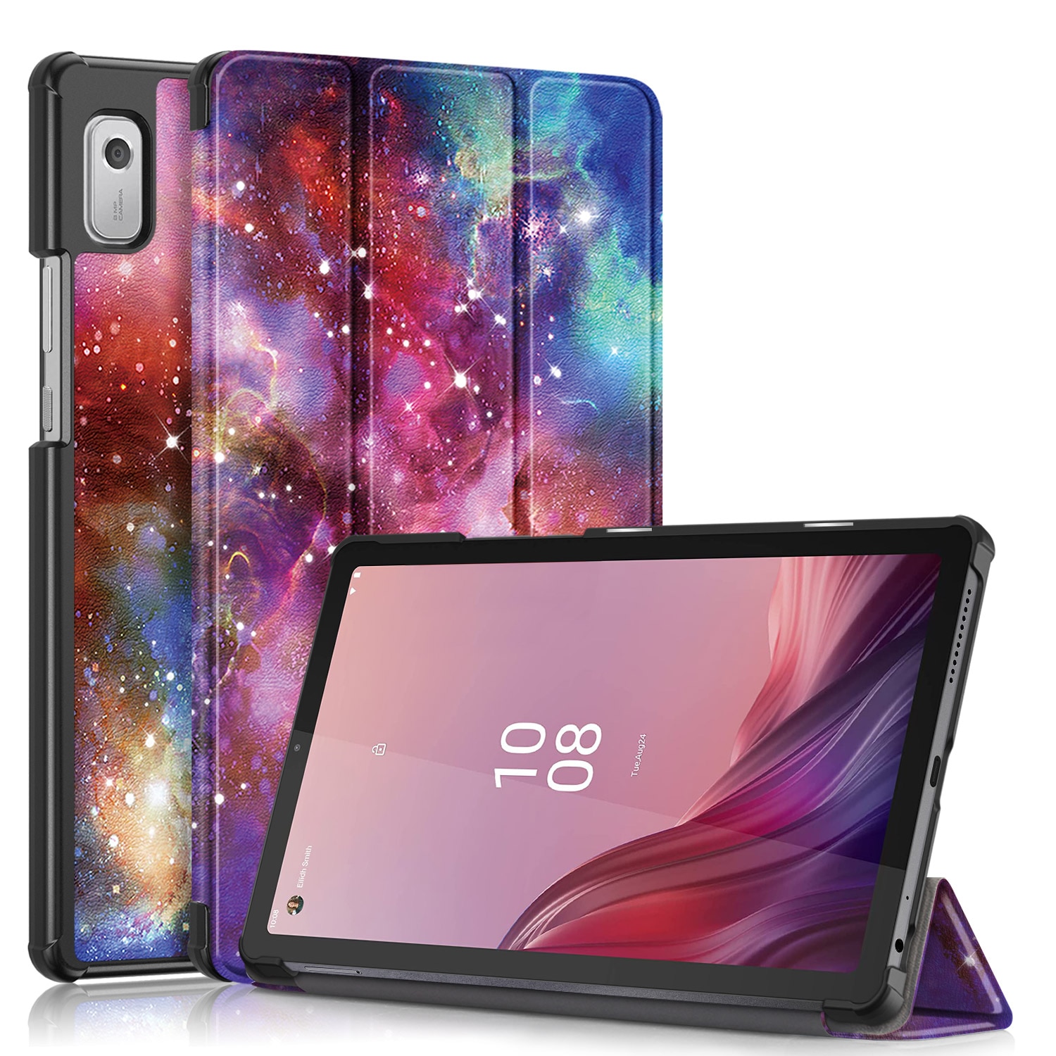 Husa protectie tableta, HUEIROY, Piele ecologica/Microfibra/Policarbonat, Pentru Lenovo Tab M9, Multicolor