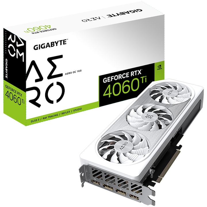 Gigabyte GeForce RTX™ 4060 Ti AERO OC, 16 GB GDDR6, 128 bites videókártya