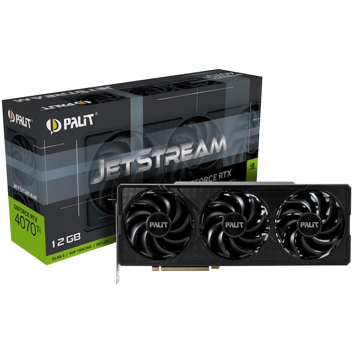 Placa video PALIT GeForce RTX™ 4070 Ti JetStream, 12GB GDDR6, 128-bit