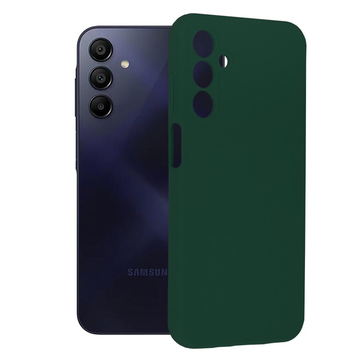Daden szilikon tok Samsung Galaxy A15 4G/A15 5G telefonhoz, ultravékony, prémium minőségű, mikroszálas belső, fokozott védelem, ütésálló, sötétzöld