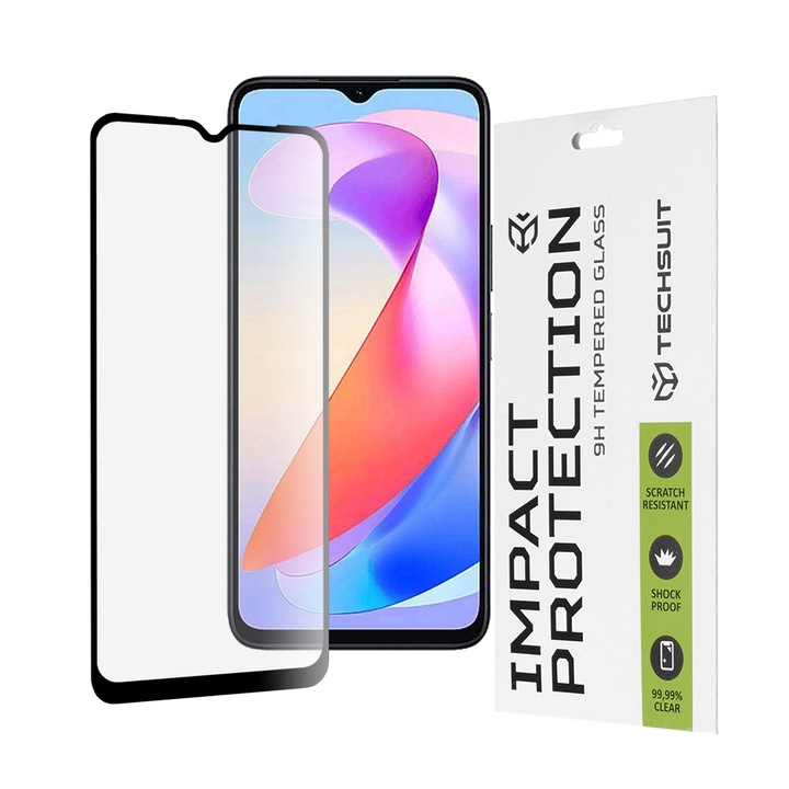 Fólia Honor X6a-hoz - Techsuit 111D teljes fedő / teljes ragasztós üveg - fekete