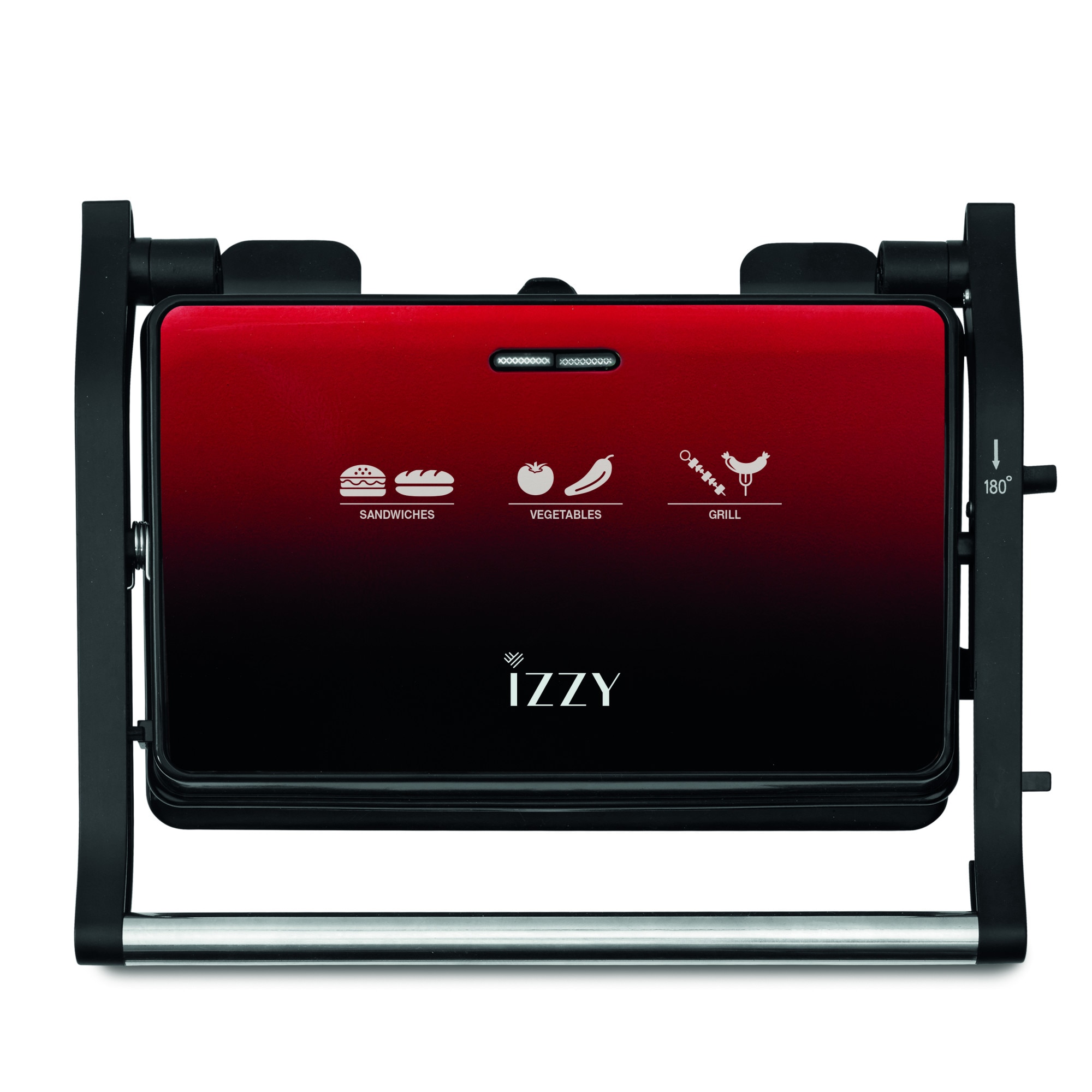 Sandwich Maker Panini Ombre, Izzy, 1000W, negru/rosu eMAG.ro