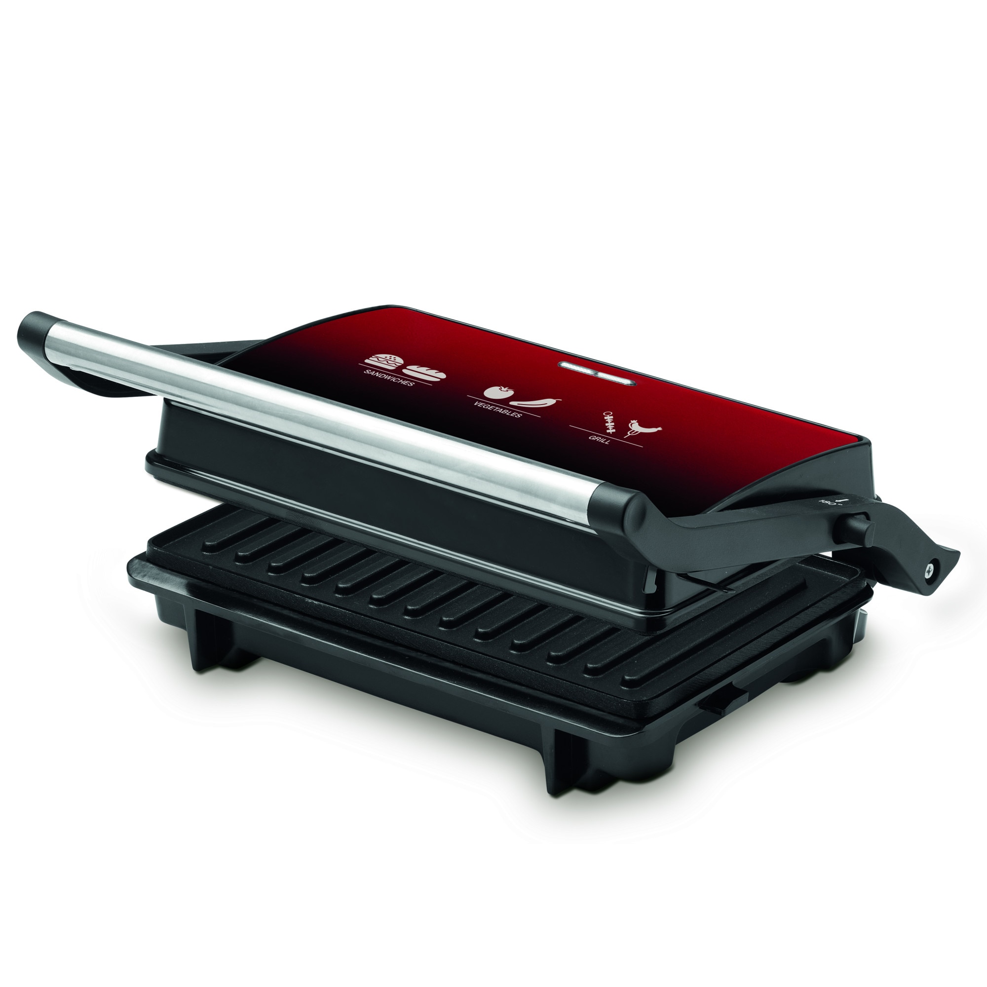 Sandwich Maker Panini Ombre, Izzy, 1000W, negru/rosu eMAG.ro