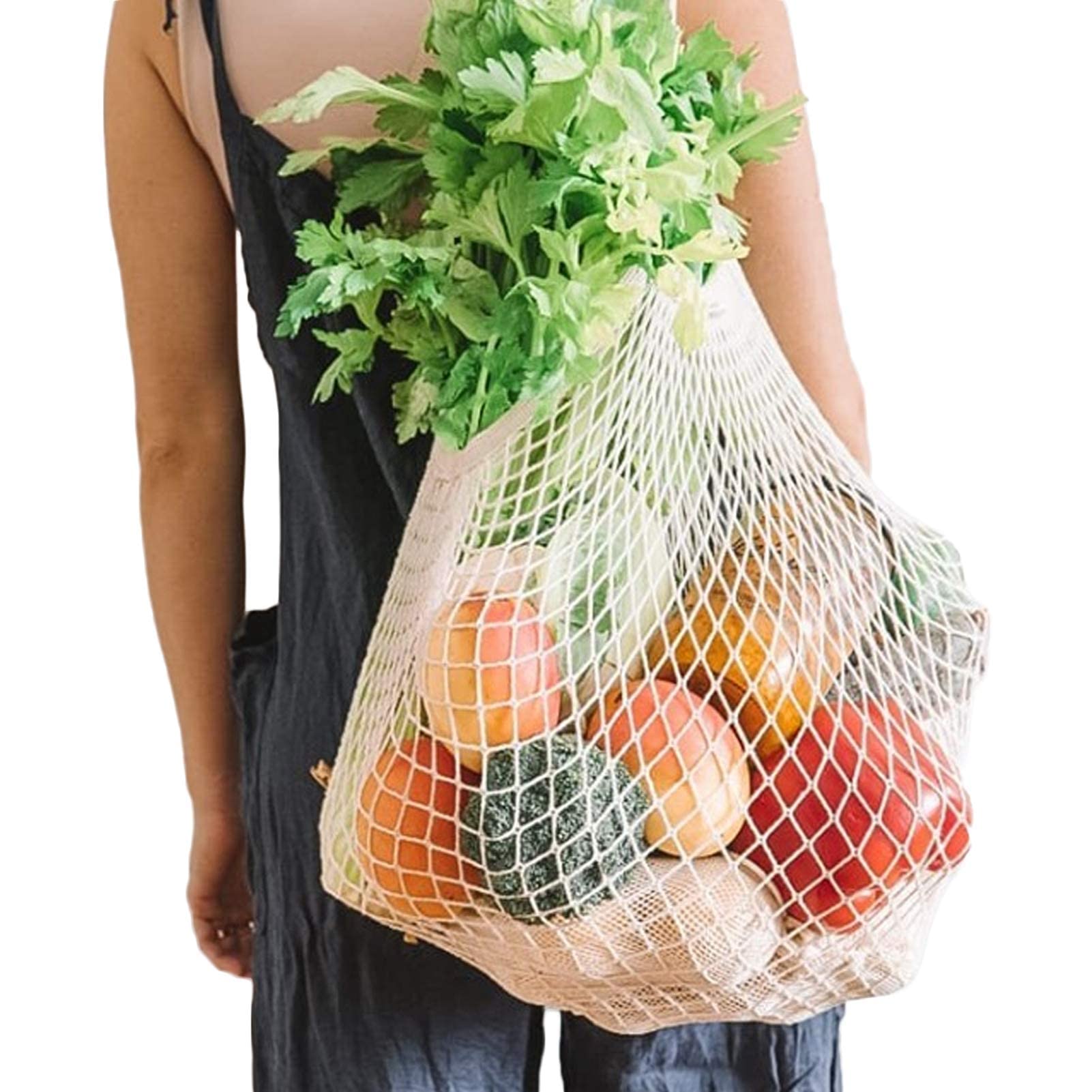Set 2 pungi reutilizabile pentru cumparaturi/legume, lavabil, 100% ...