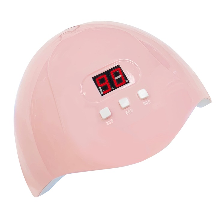 Lampa Profesionala Unghii UV LED 54 W Cu Senzori, 18 Leduri UV, Cu 3 temporizatoare 30s/60s/90s, Cu afisaj LCD, Pentru Manichiura Salon, Casa, Uscare extreme speed, 17.4 x 18.4 x 8 cm, ABS, Roz