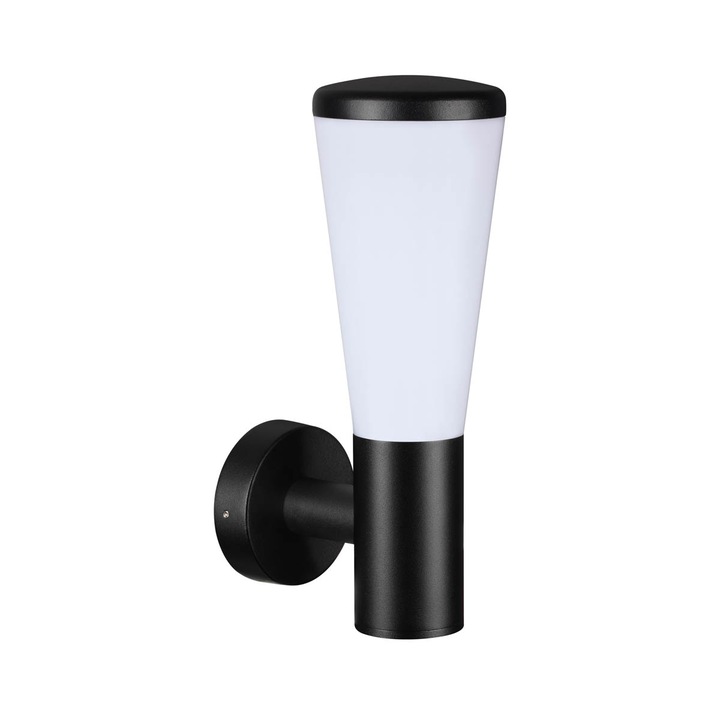 Párhuzamos kültéri fali lámpa, matt fekete, polikarbonát, 1XE27, IP54