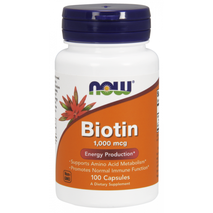 NOW Foods Biotin, 1000mcg - 100 капсули