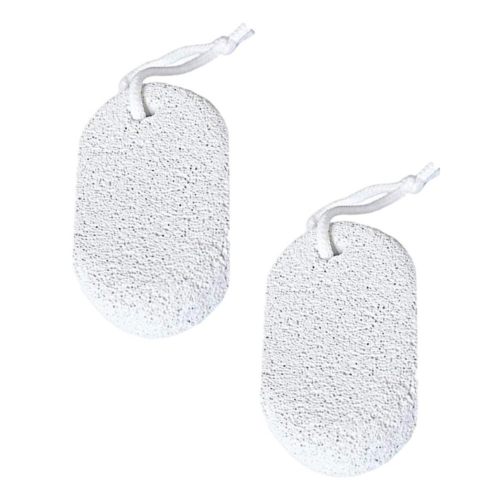 Set 2 pietre pentru calcaie, Piatra vulcanica, 8,5 x 2,5 x 3 cm, Alb