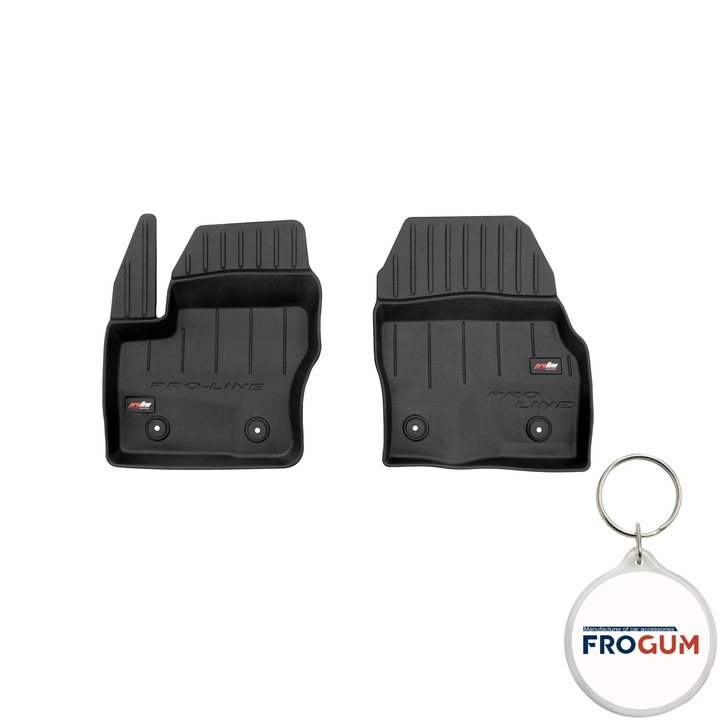 Set 2 covorase auto din cauciuc tip tavita Frogum ProLine 3D pentru Ford Transit Connect III an fabricatie 01.2014 - prezent, caroserie Van si breloc Frogum