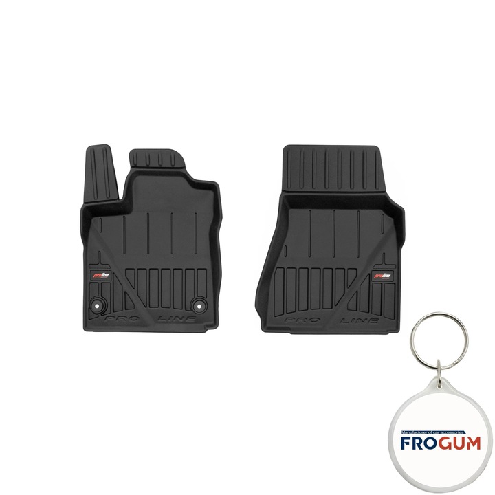 Set 2 covorase auto din cauciuc tip tavita Frogum ProLine 3D pentru Smart Fortwo III an fabricatie 2015 - prezent, caroserie Hatchback si breloc Frogum