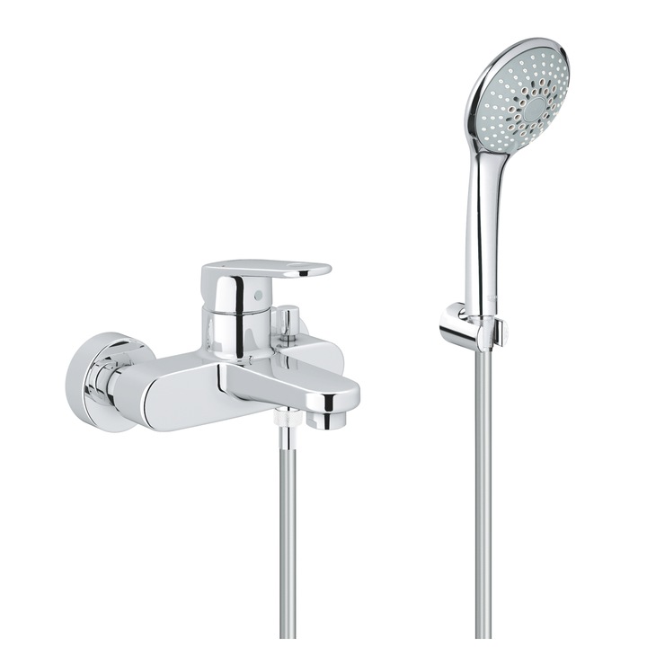 Set Baterie dus + Accesorii, Grohe, Argintiu