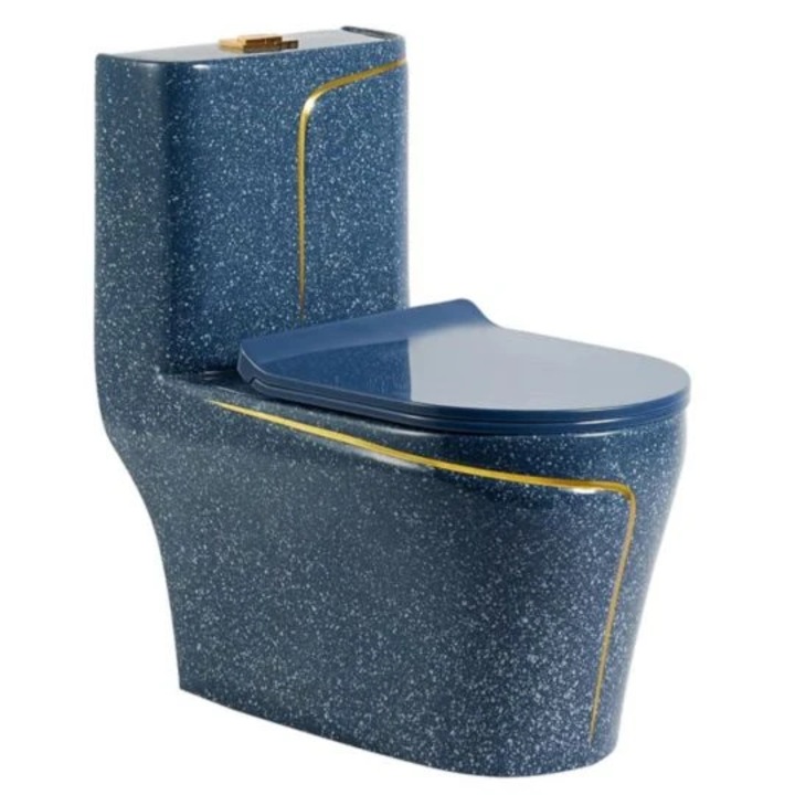 WC Lazio kék Rimless, 69x39 cm, Tartály mellékelve, padlóra szerelhető, soft-close fedél, Royalty Line by Ego