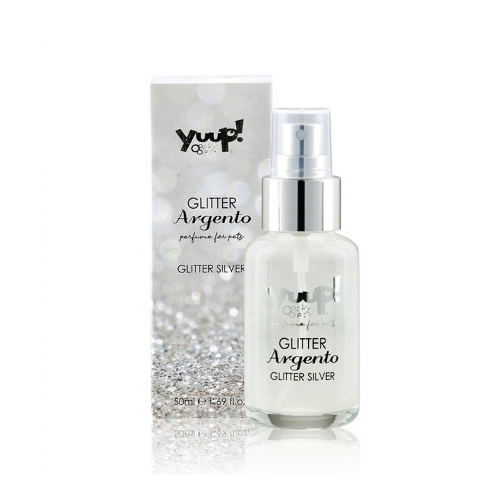 Parfum YUUP! Glitter Silver, pentru caini si pisici, cu efect de stralucire, 50 ml