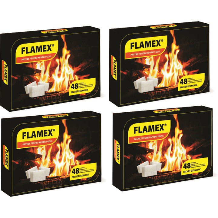 Set 192 buc pastile, pachet negru economic, brichete pentru aprins focul FLAMEX