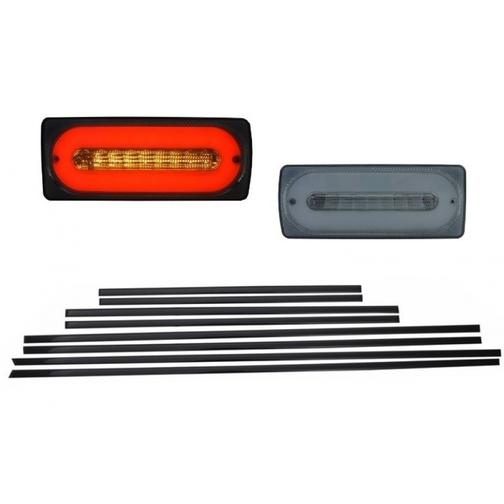 Stopuri Full LED Fumurii cu Bandouri Laterale Negre compatibil cu Mercedes W463 G-Class 1989-2015