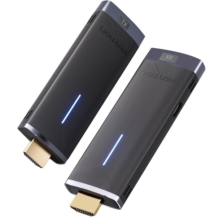 Transmitator si Receptor HDMI Wireless, Plug and Play, Adaptor Extender HDMI 2, 4/5GHz, pana la 40m, 1920×1080@60Hz, streaming Video/Audio pentru Laptop/PC/TV/Monitor/Videoproiector