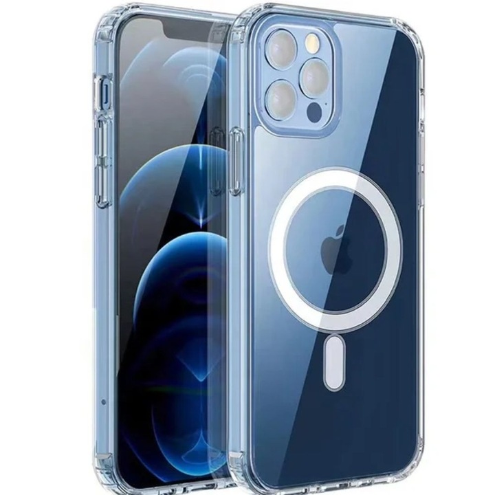 Husa De Protectie Pentru Iphone 15 Pro Max, Clear Case, CRISTALIS SALE™ Antishock, Magsafe, Transparenta