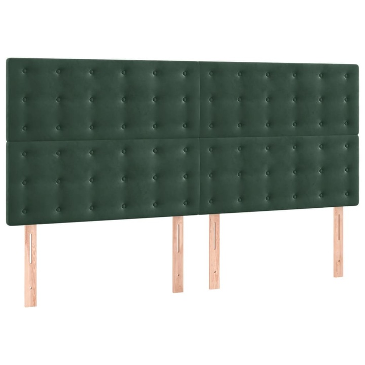 Tablii de pat vidaXL, 4 buc, verde inchis, 90x5x78/88 cm, catifea, 9.45 kg