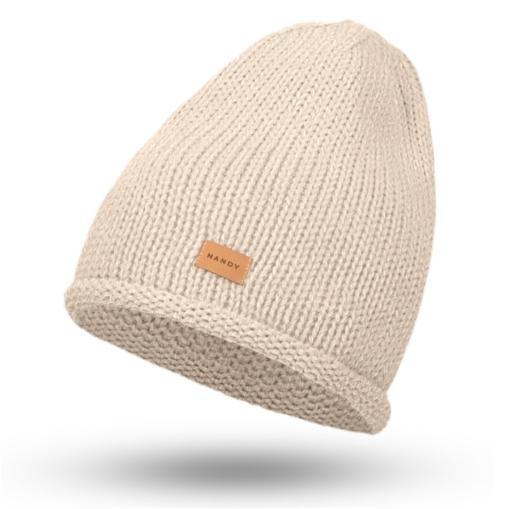 Caciula Beanie, Unisex, Iarna, Aleszale, Bej, 54-60 cm